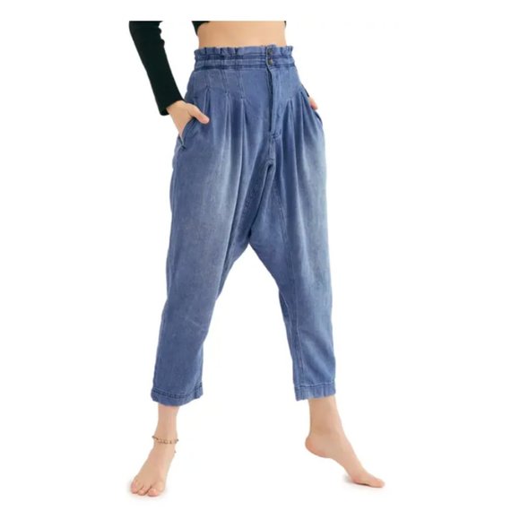 Free People Pants - Free People Mover & Shaker Tapered Crop Denim Pants In Outlook Blue size 6 NWT
